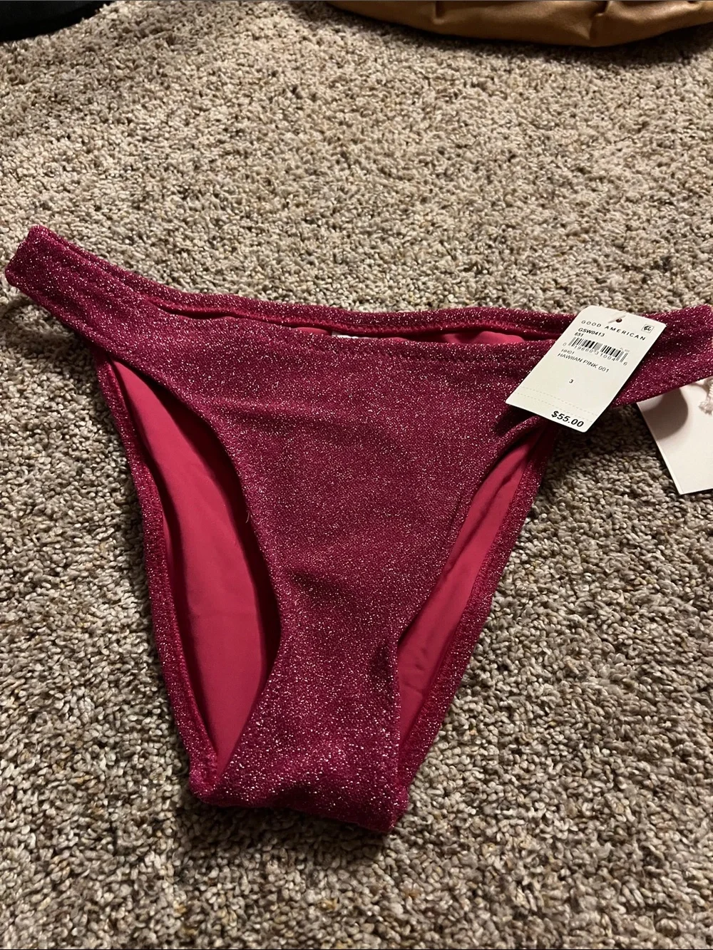 Good American Glitter Raspberry Pink Bikini Bottoms